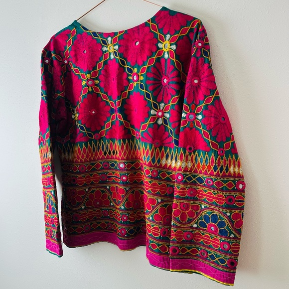 Indian handmade embroidery jacket Bohemian Mirror Work Ethnic Floral - Picture 11 of 12